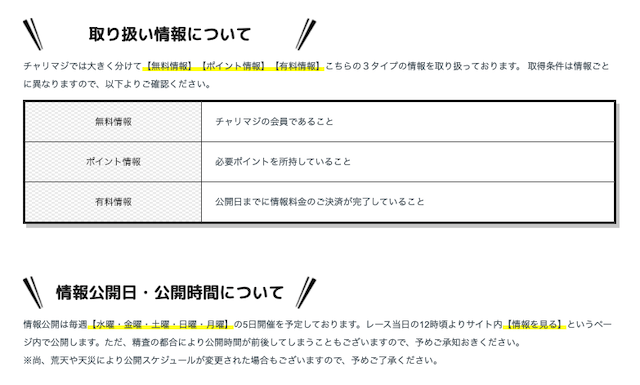 チャリマジ無料予想コンテンツ